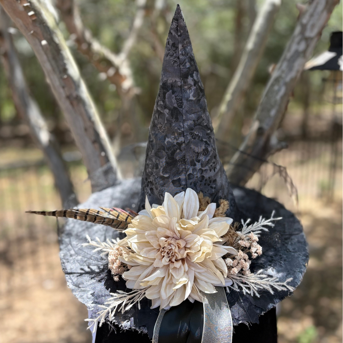 Ivory Dahlia | Woodland Light Witch Hat – Moonspell Hollow™