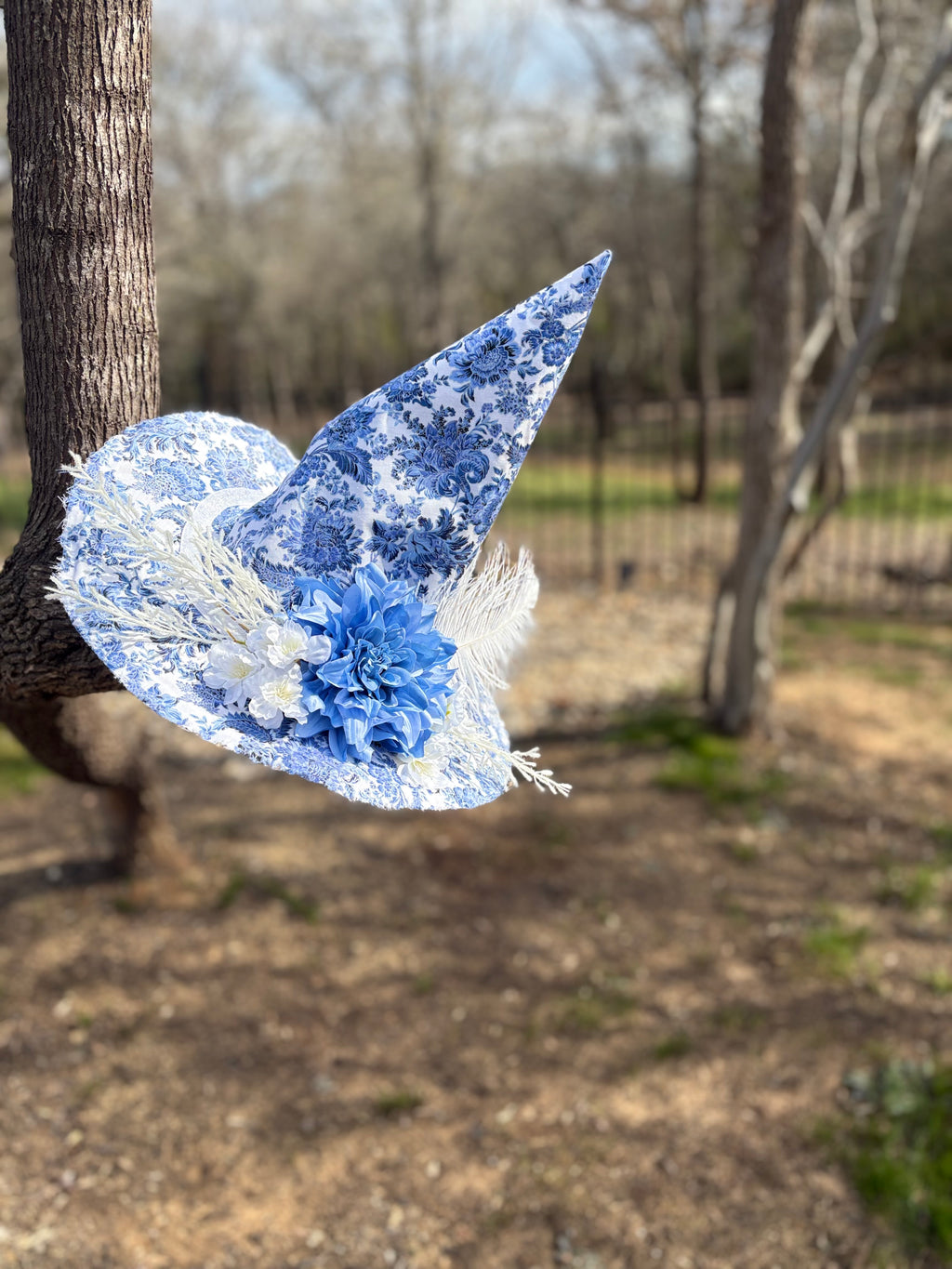 Porcelain Moon | Blue Toile Witch Hat – Moonspell Hollow™