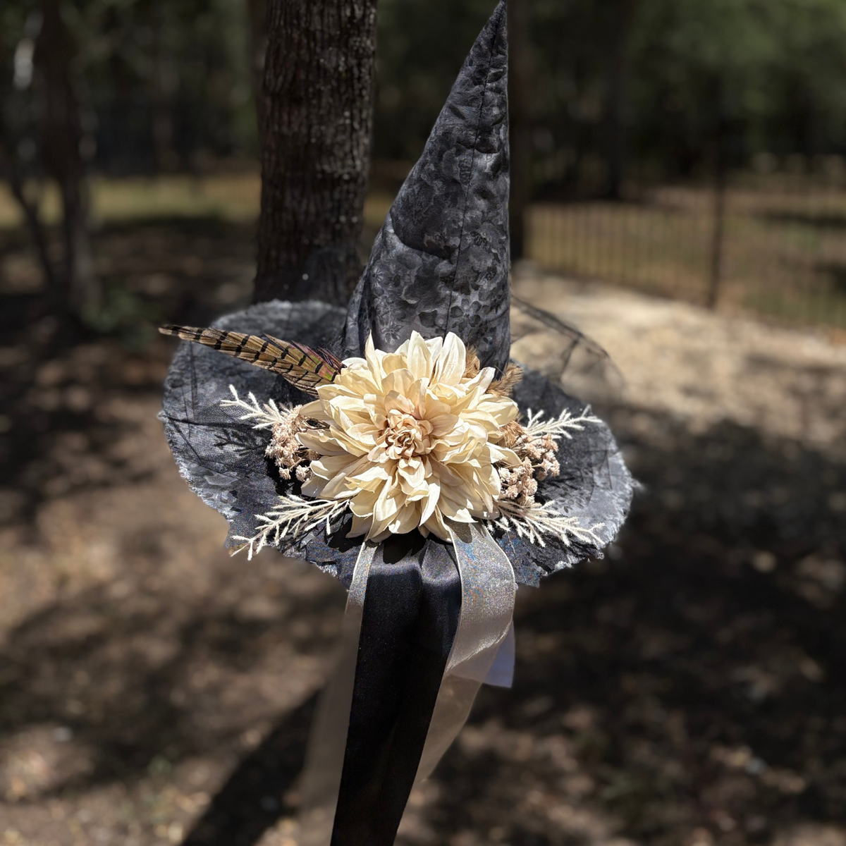 Ivory Dahlia | Woodland Light Witch Hat – Moonspell Hollow™