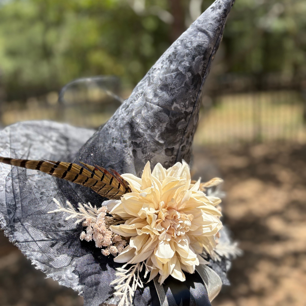 Ivory Dahlia | Woodland Light Witch Hat – Moonspell Hollow™