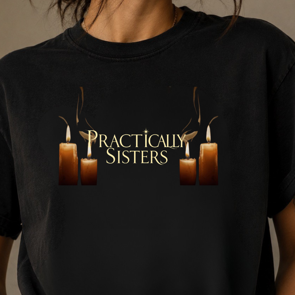 Practically Sisters | Candle Graphic Witch Tee – Moonspell Hollow™