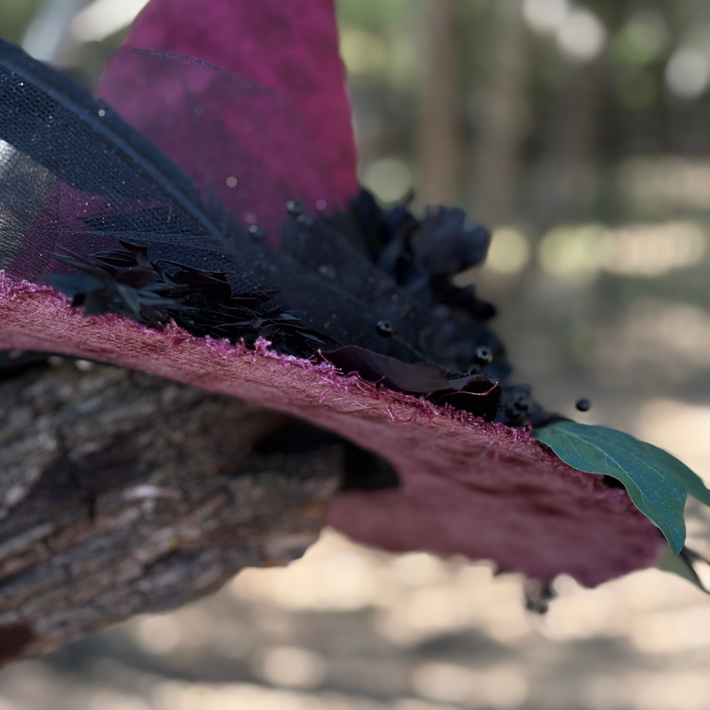 Lady Agatha | Burgundy & Black Witch Hat – Moonspell Hollow™