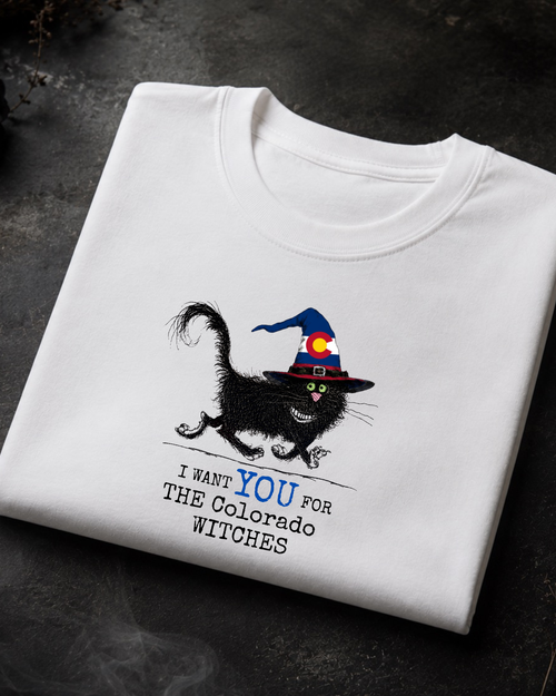 Colorado Witches Tee – Comfort Colors Black Cat Graphic Tee | Moonspell Hollow™