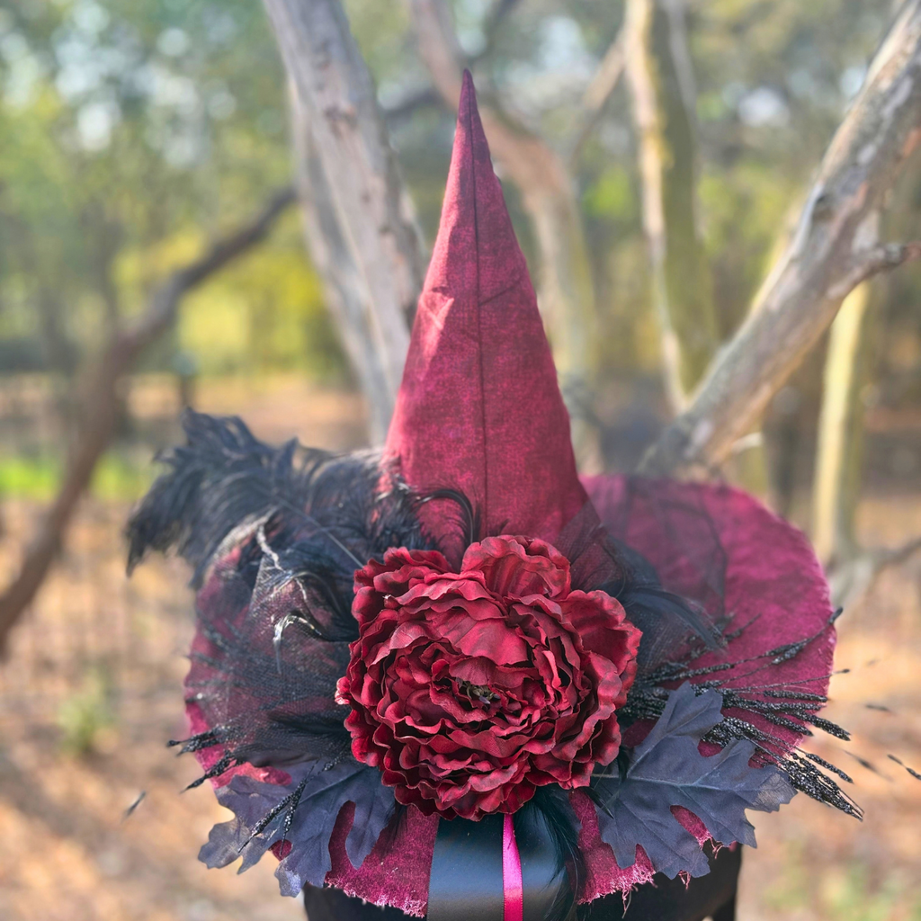 Martha Blackwood | Crimson & Black Witch Hat – Moonspell Hollow™