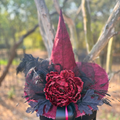 Martha Blackwood | Crimson & Black Witch Hat – Moonspell Hollow™
