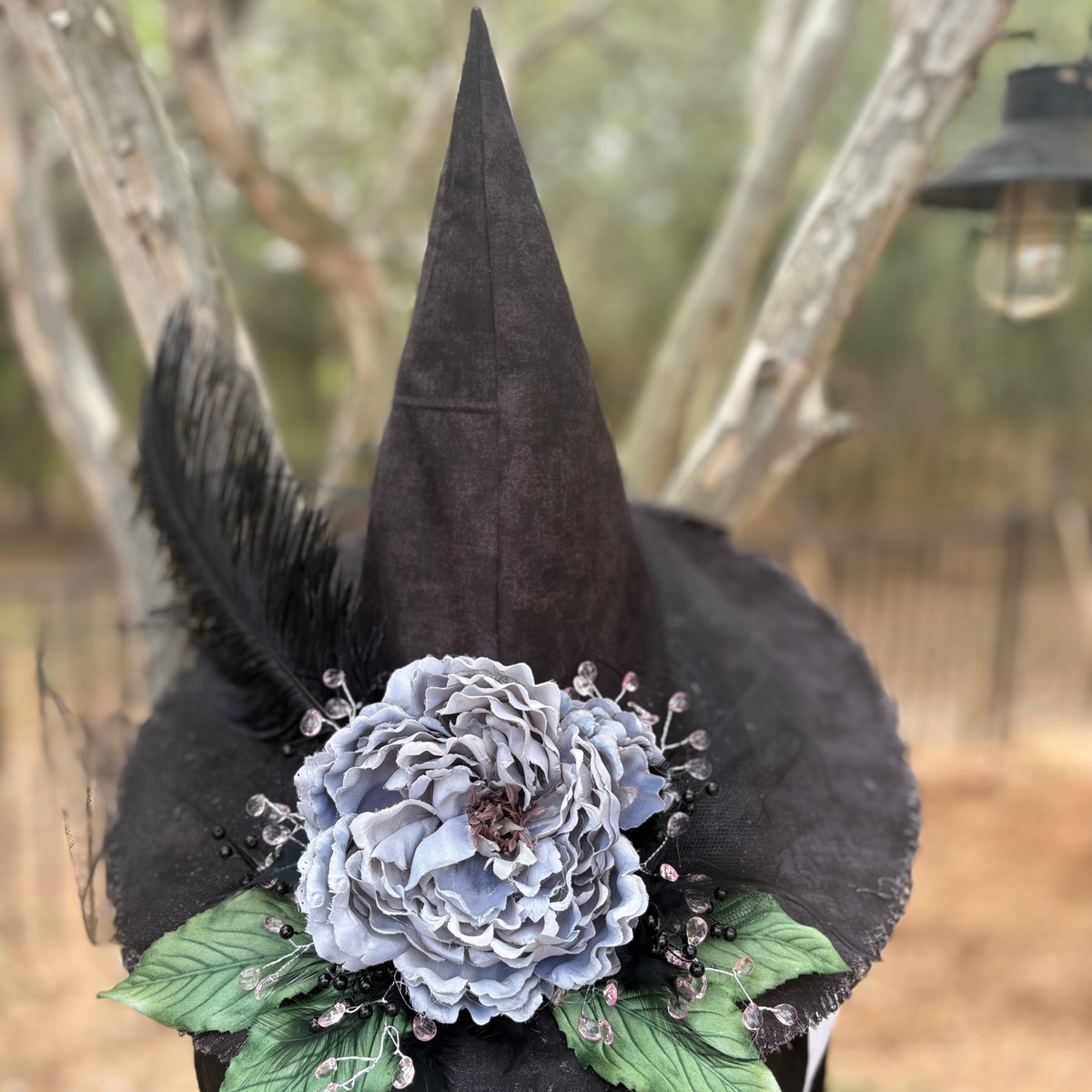 Lady Elspeth Grey | Black & Silver Witch Hat – Moonspell Hollow™