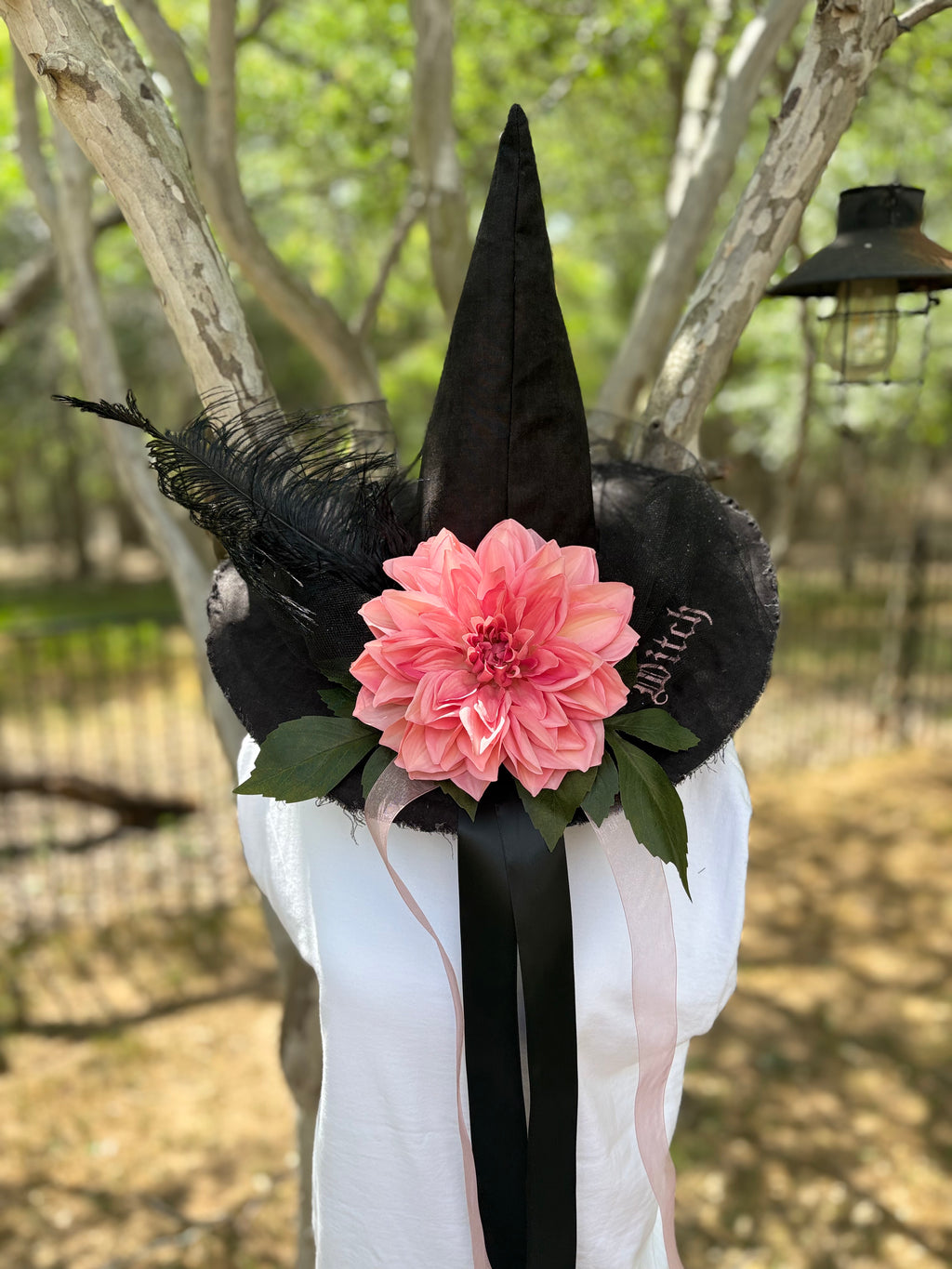 Ember Bloom | Black & Coral Witch Hat – Moonspell Hollow™