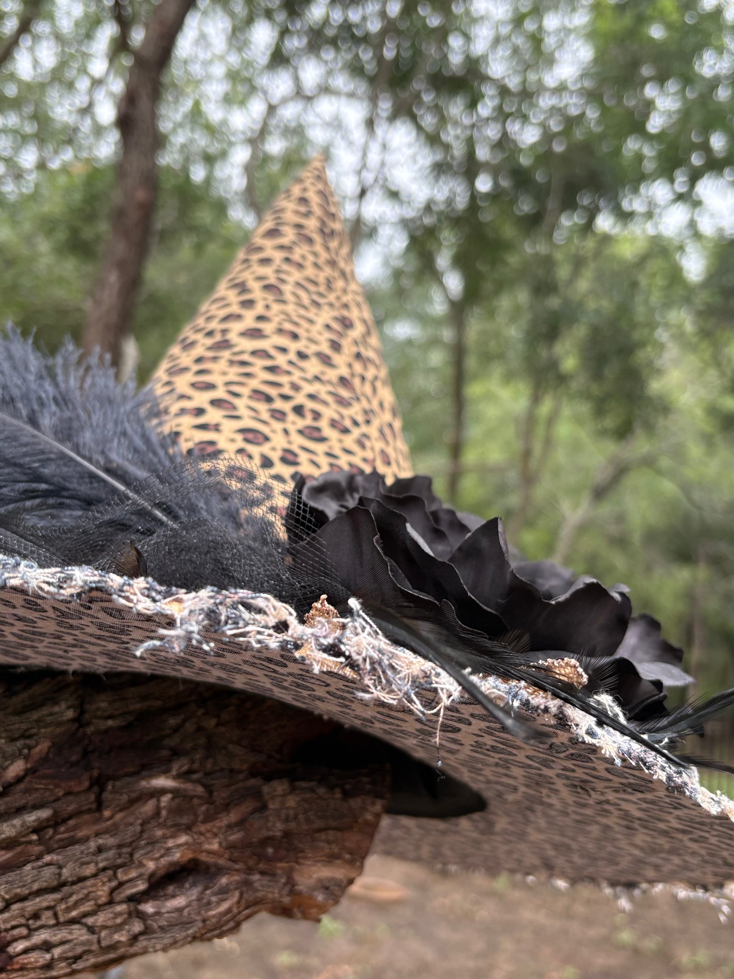 Sable Wildclaw Cheetah Witch Hat  | Untamed Gothic – Moonspell Hollow™