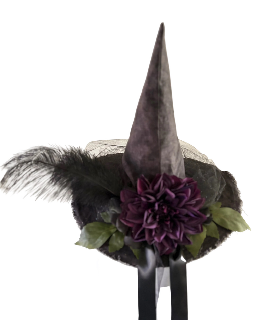 Lady Octavia Dahlwyn | Black & Plum Witch Hat – Moonspell Hollow™