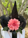 Ember Bloom | Black & Coral Witch Hat – Moonspell Hollow™