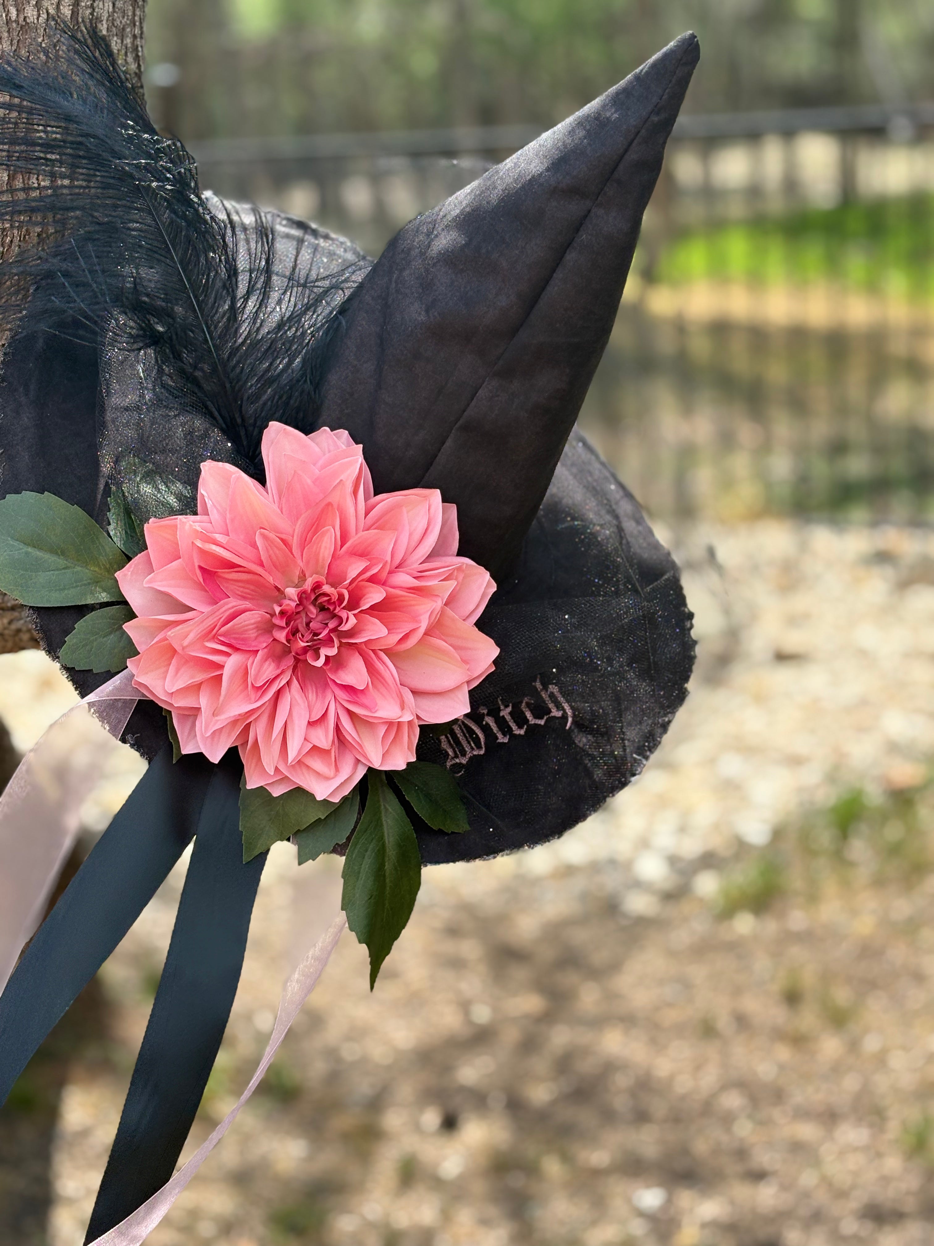 Ember Bloom | Black & Coral Witch Hat – Moonspell Hollow™