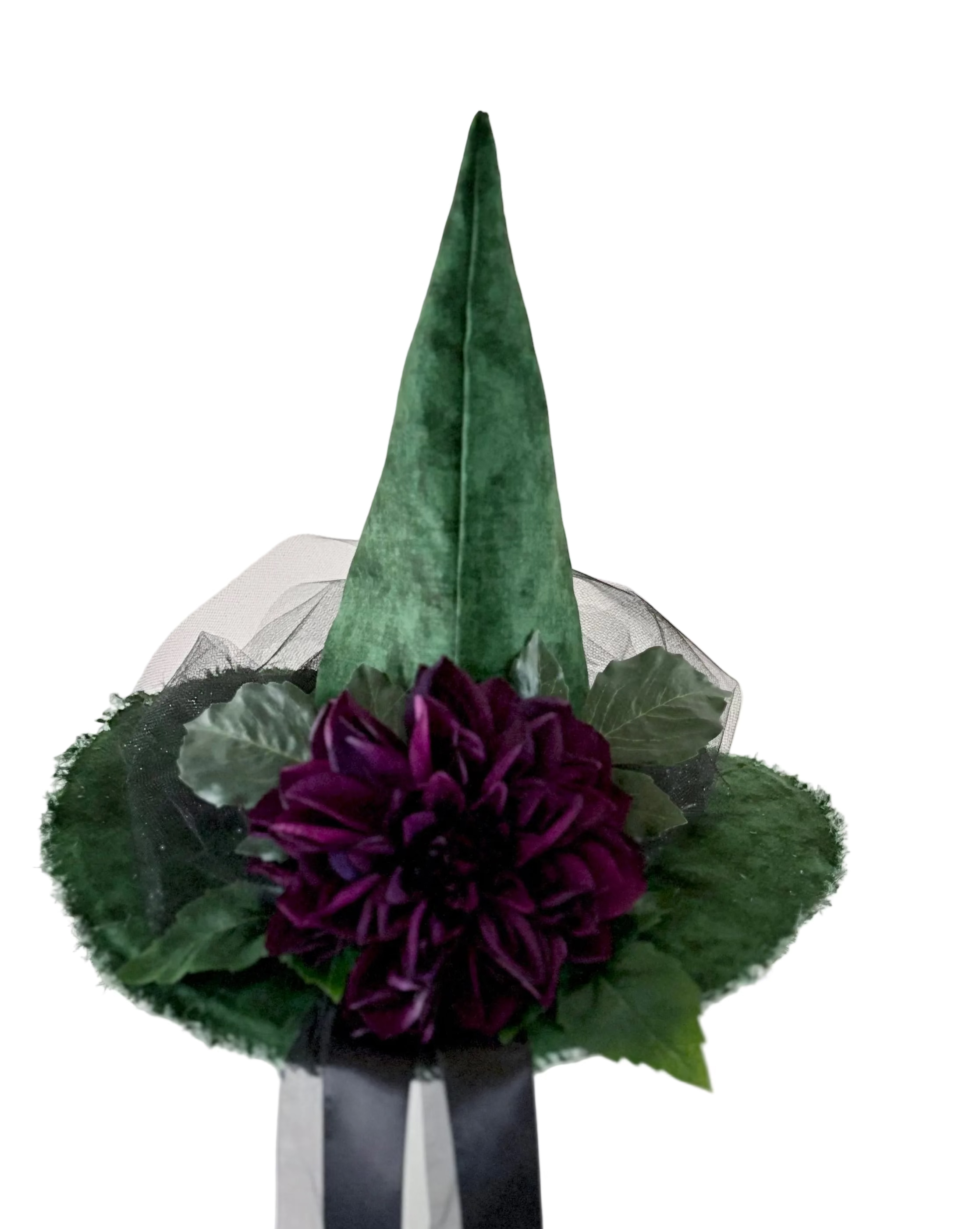 Green & Plum Witch Hat – Handmade Gothic Statement Hat