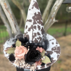Daisy Hexley | Western Cowprint Witch Hat – Moonspell Hollow™