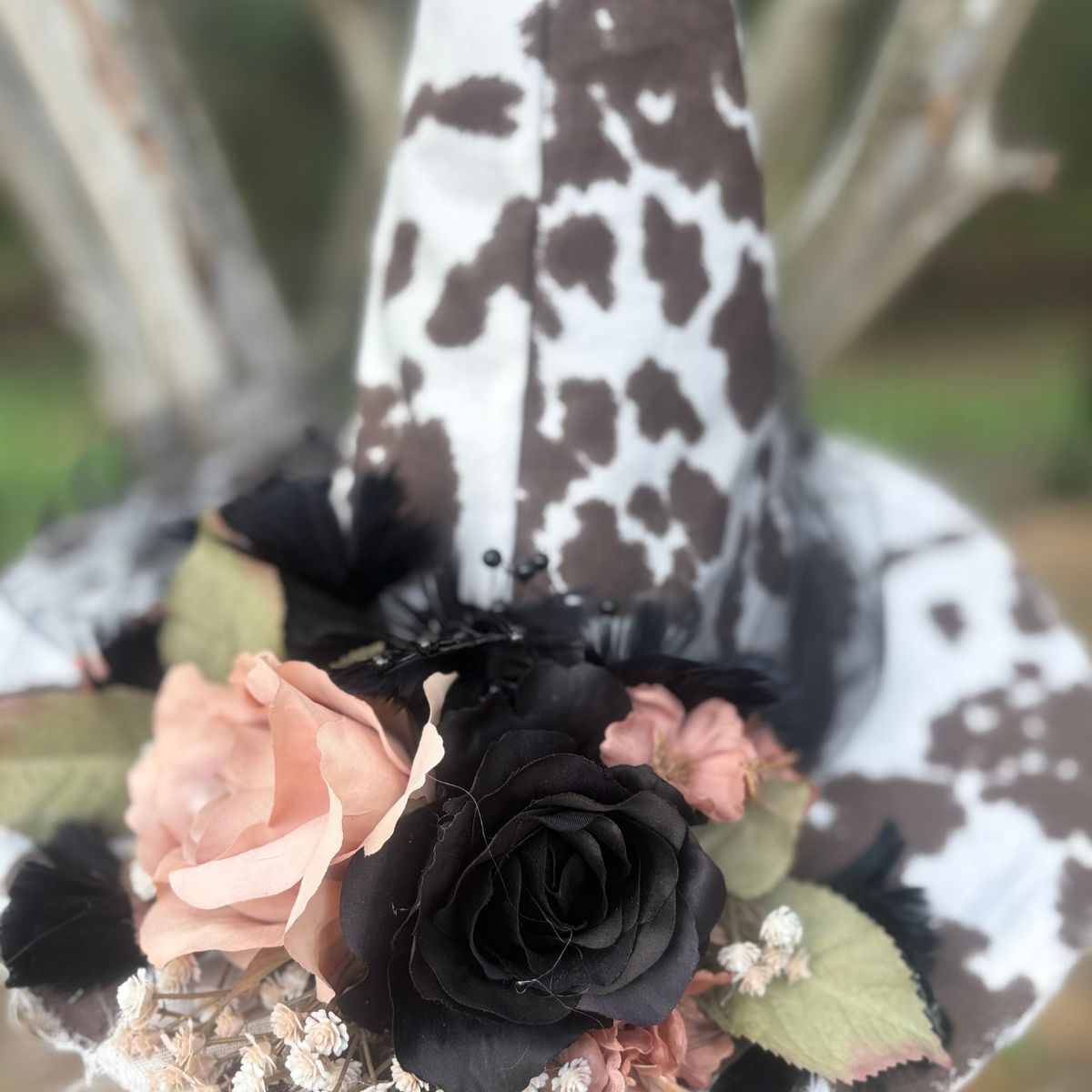 Daisy Hexley | Western Cowprint Witch Hat – Moonspell Hollow™