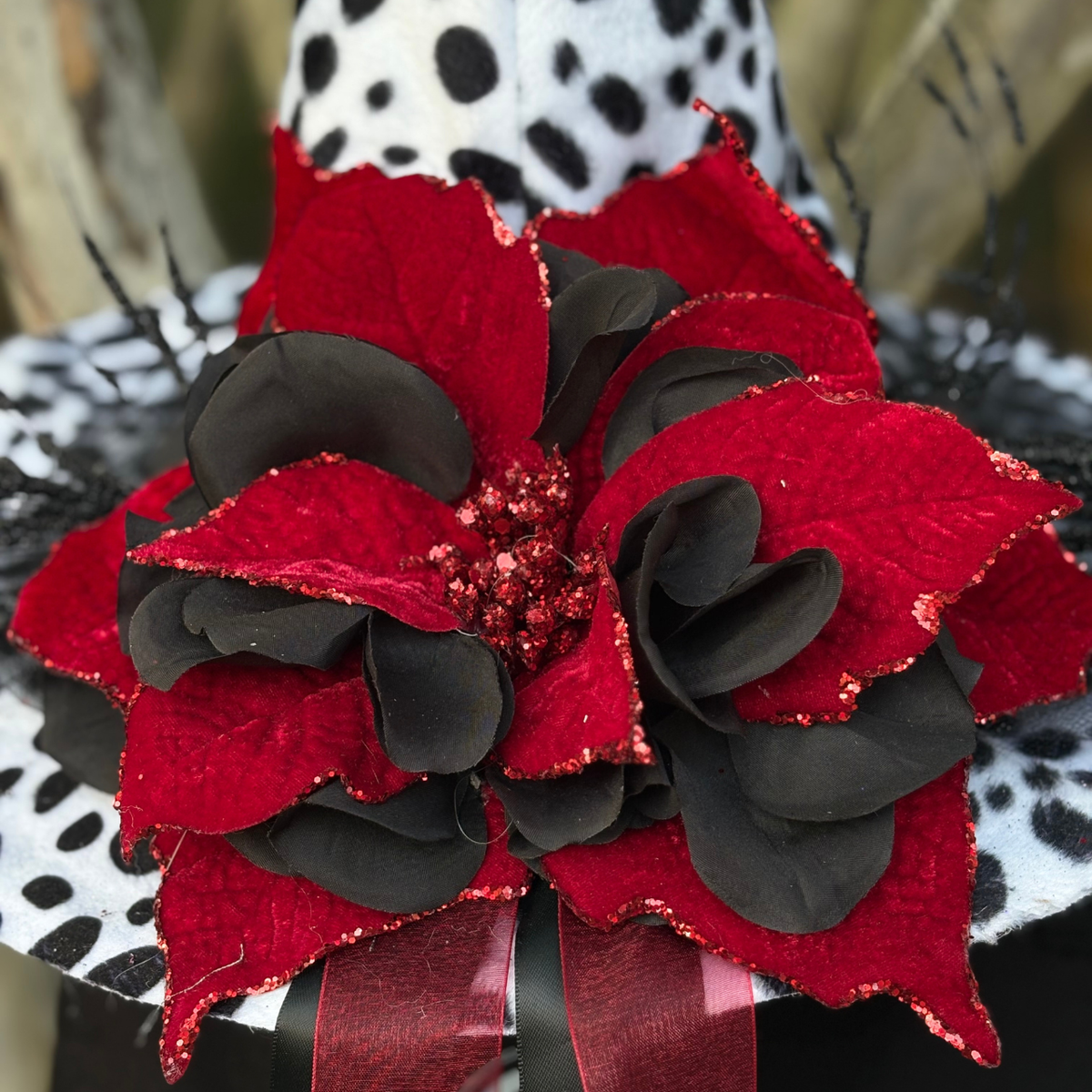 Crimson Bloom | Dalmatian Print Witch Hat – Moonspell Hollow™