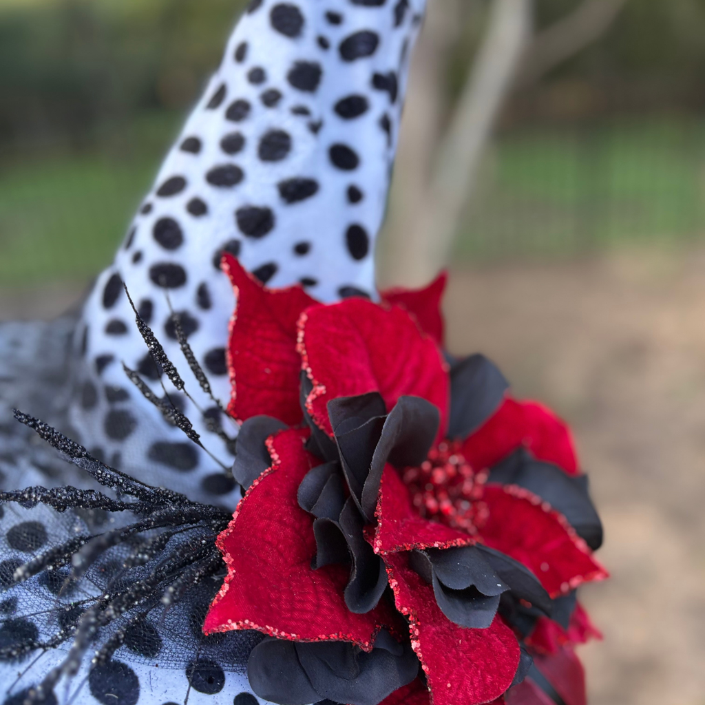 Crimson Bloom | Dalmatian Print Witch Hat – Moonspell Hollow™