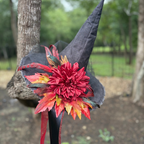 Amber Blaze | Crimson Dahlia & Autumn Leaf Witch Hat – Moonspell Hollow™