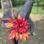 Amber Blaze | Crimson Dahlia & Autumn Leaf Witch Hat – Moonspell Hollow™