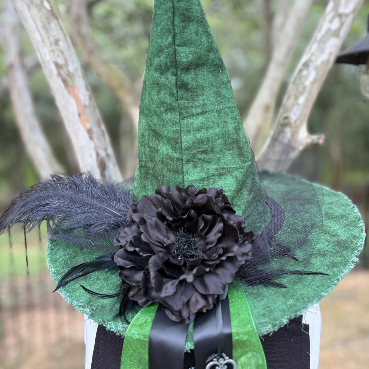 Sylvaine | Green & Black Woodland Witch Hat – Moonspell Hollow™