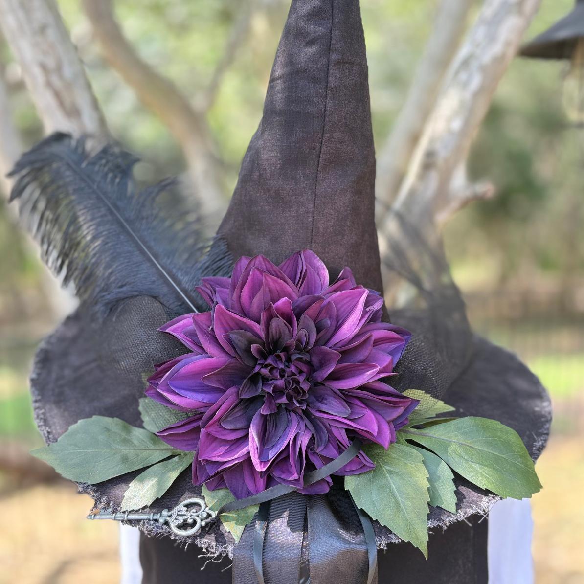 Lady Octavia Dahlwyn | Black & Plum Witch Hat – Moonspell Hollow™