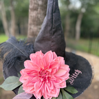 Ember Bloom | Black & Coral Witch Hat – Moonspell Hollow™