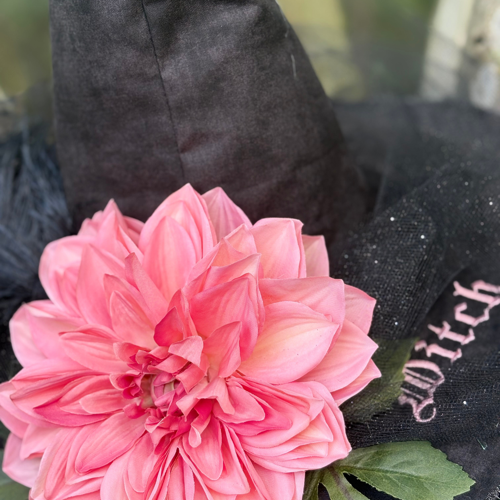 Ember Bloom | Black & Coral Witch Hat – Moonspell Hollow™