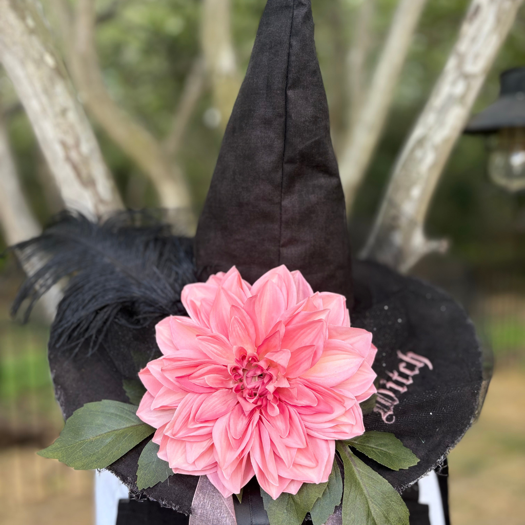 Ember Bloom | Black & Coral Witch Hat – Moonspell Hollow™