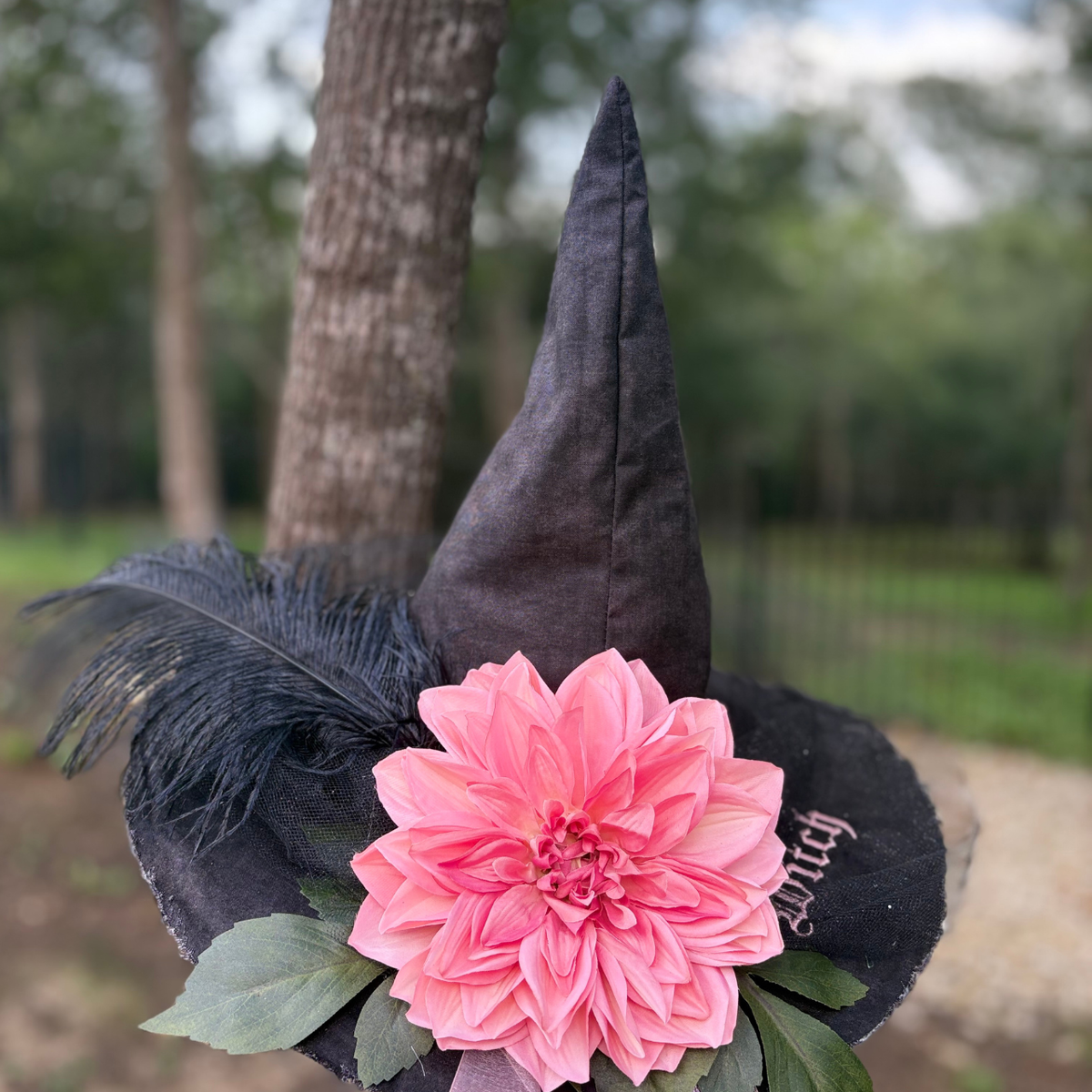 Ember Bloom | Black & Coral Witch Hat – Moonspell Hollow™