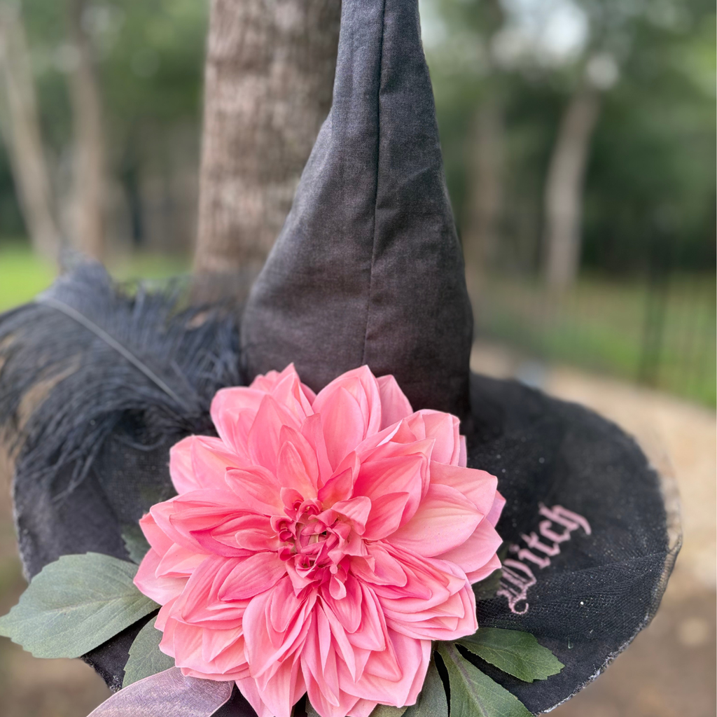 Ember Bloom | Black & Coral Witch Hat – Moonspell Hollow™