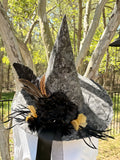 Nocturne Bloom | Feathered Noir Witch Hat – Moonspell Hollow™