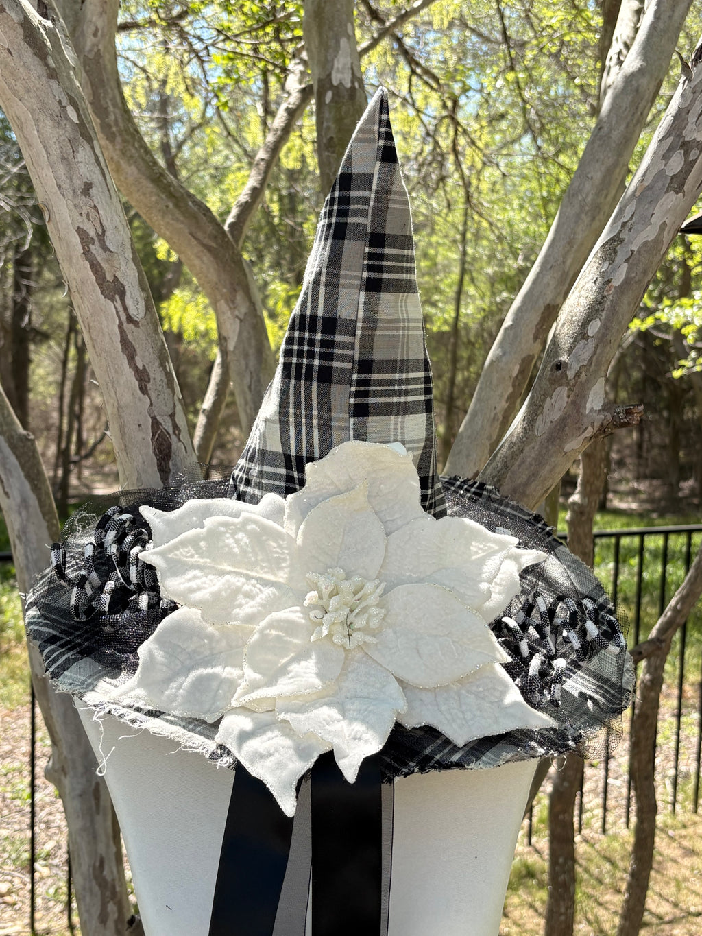 Snow Bloom | Winter Plaid Witch Hat – Moonspell Hollow™