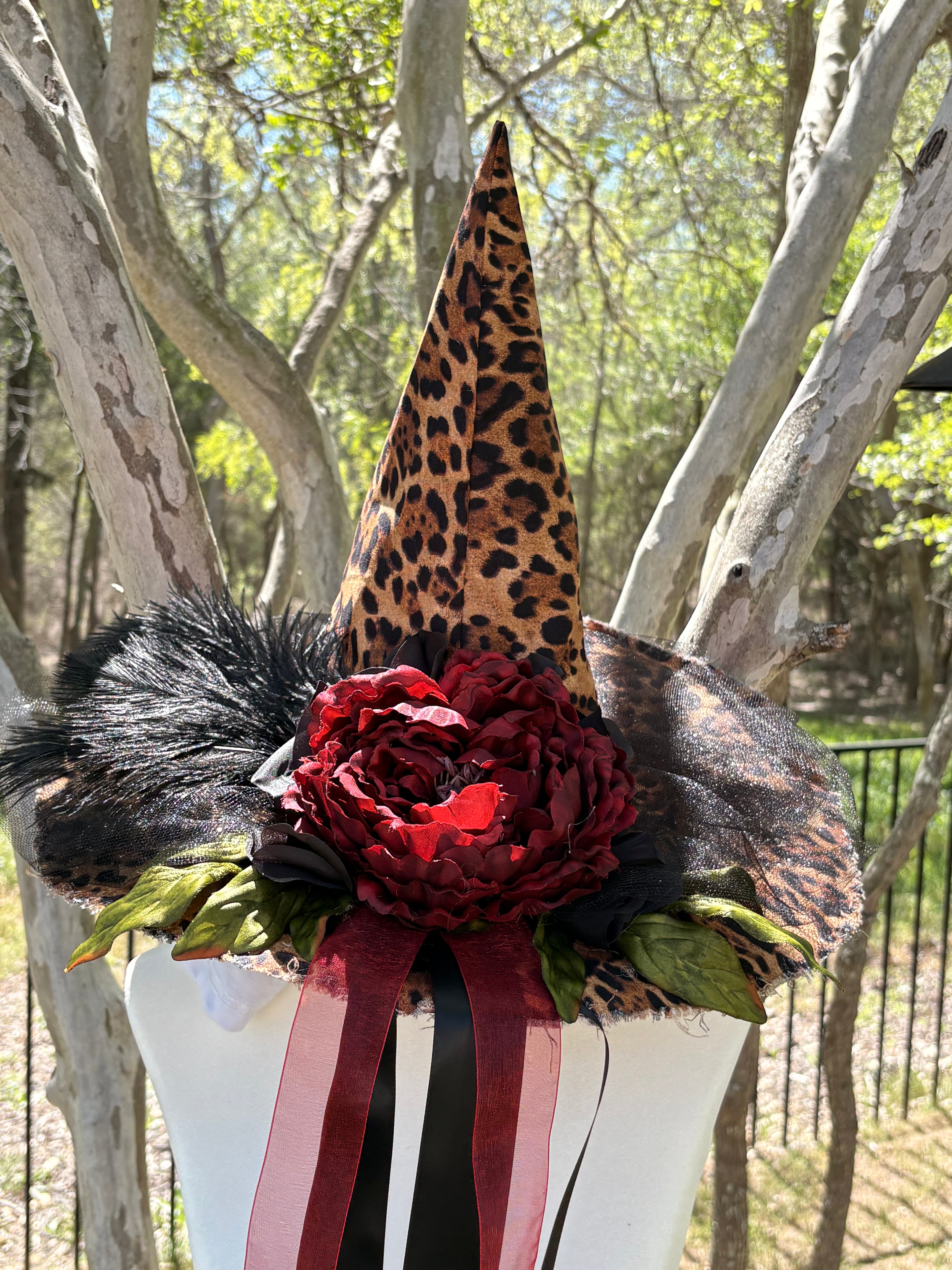 Leopard Relic | Vintage Noir Witch Hat – Moonspell Hollow™