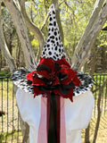 Crimson Bloom | Dalmatian Print Witch Hat – Moonspell Hollow™