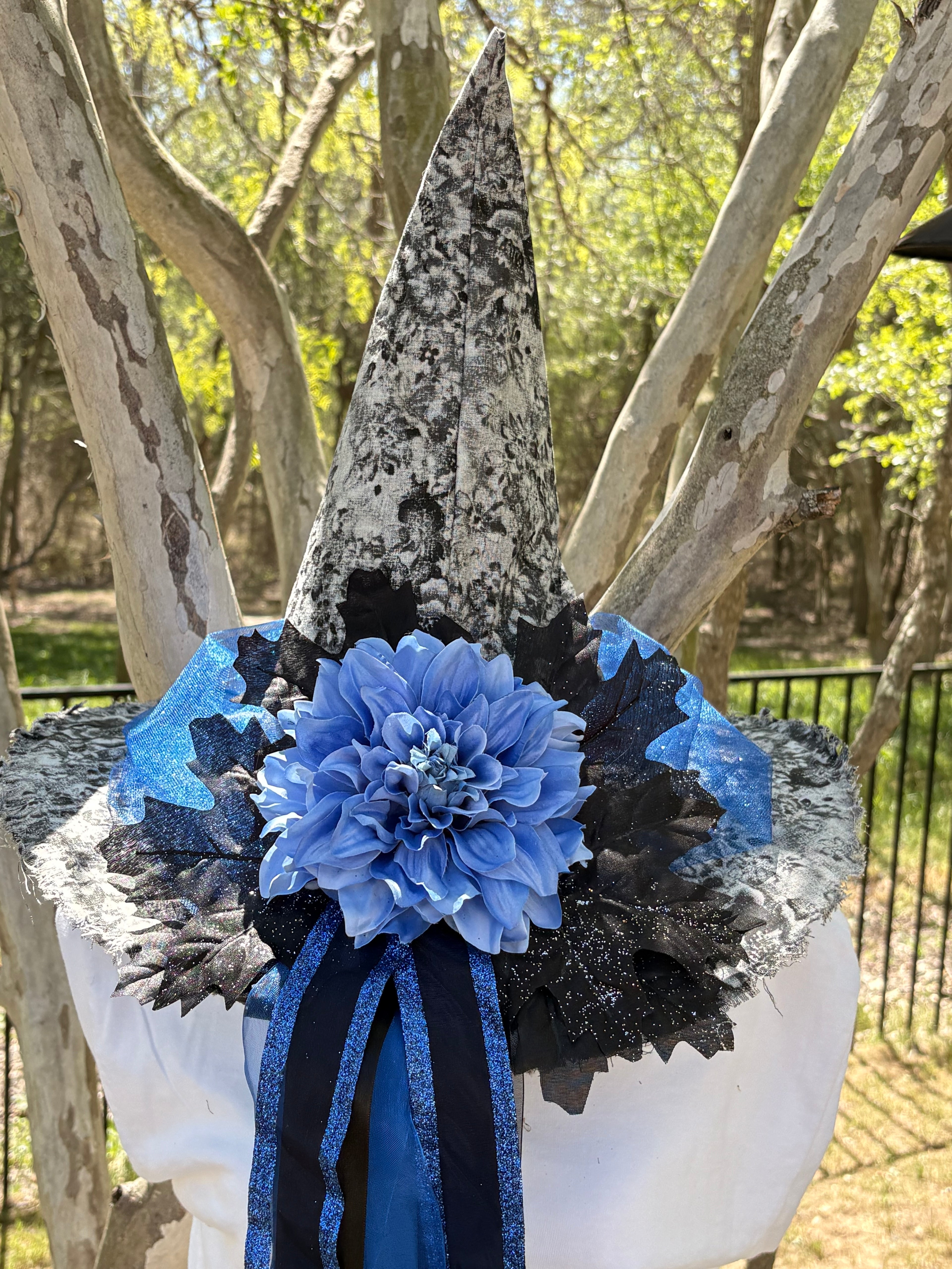 Blue Relic | Grey & Blue Vintage Witch Hat – Moonspell Hollow™