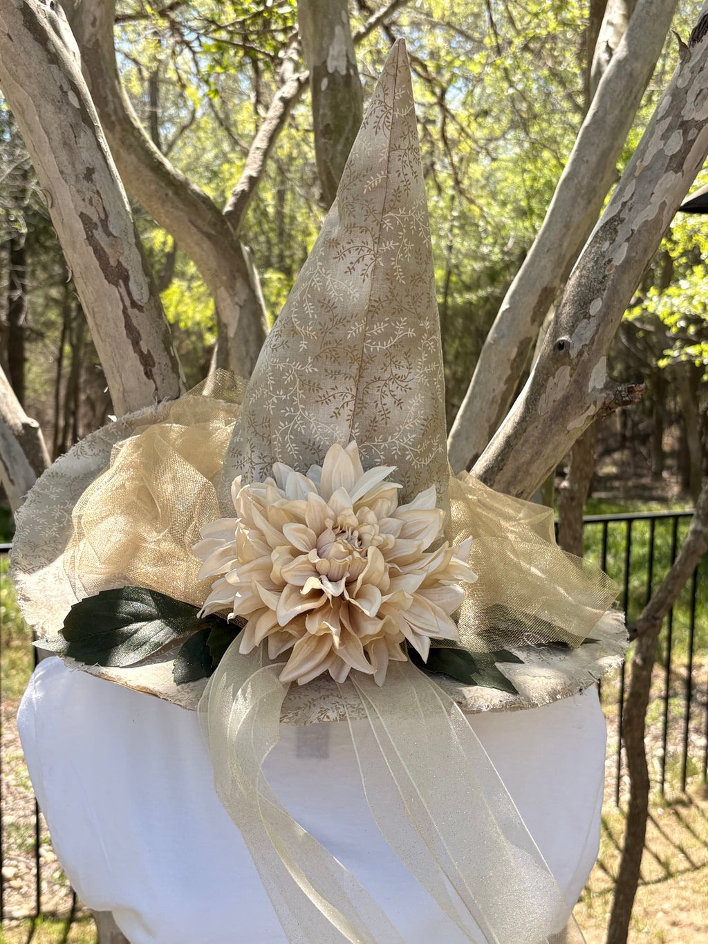 Winter Light | Ivory & Gold Witch Hat – Moonspell Hollow™