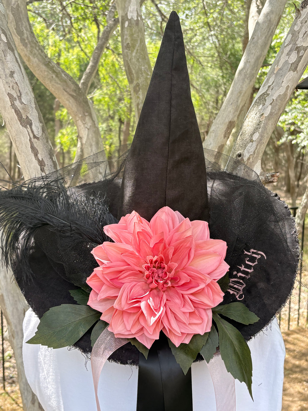 Ember Bloom | Black & Coral Witch Hat – Moonspell Hollow™