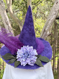 Wisteria Veil | Lavender Dahlia Witch Hat – Moonspell Hollow™