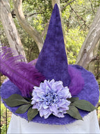 Wisteria Veil | Lavender Dahlia Witch Hat – Moonspell Hollow™
