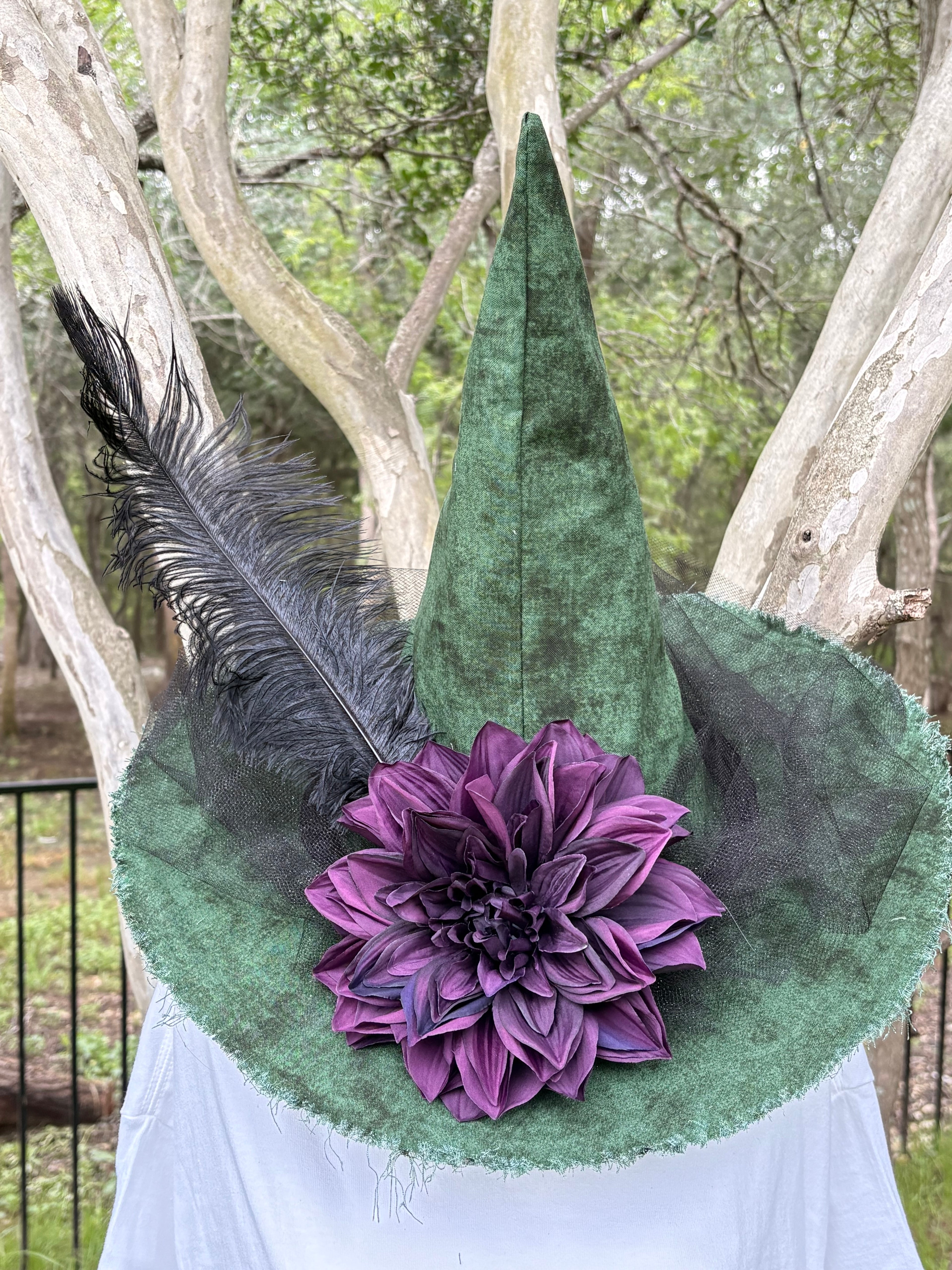 Hexed in Hellebore | Green & Plum Witch Hat – Moonspell Hollow™