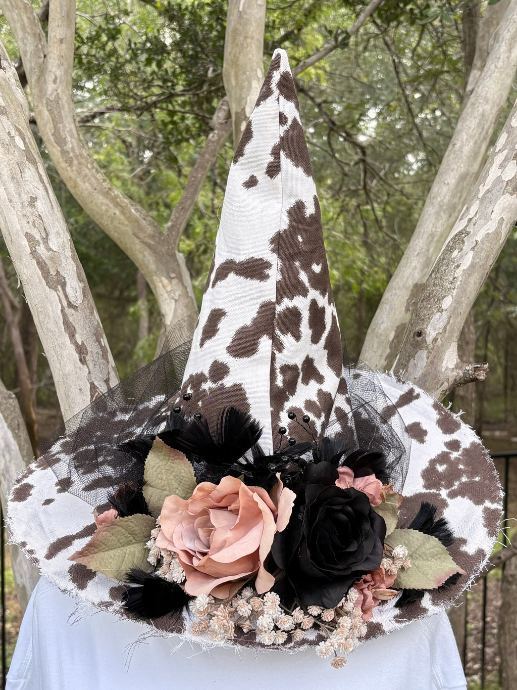 Daisy Hexley | Western Cowprint Witch Hat – Moonspell Hollow™