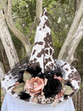 Daisy Hexley | Western Cowprint Witch Hat – Moonspell Hollow™