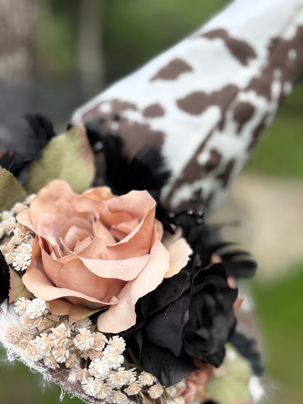 Daisy Hexley | Western Cowprint Witch Hat – Moonspell Hollow™