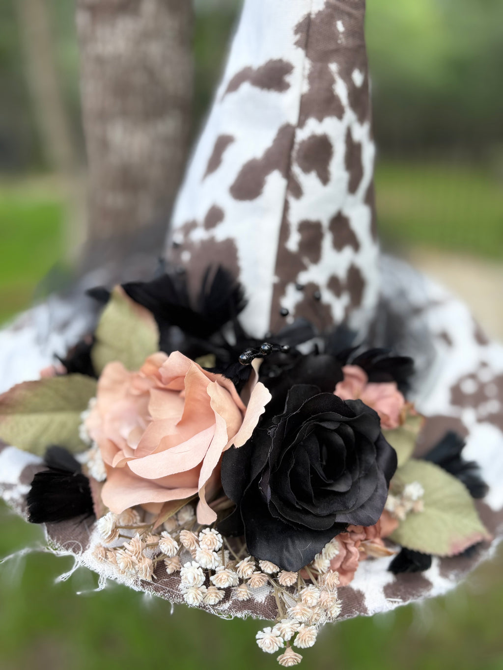 Daisy Hexley | Western Cowprint Witch Hat – Moonspell Hollow™