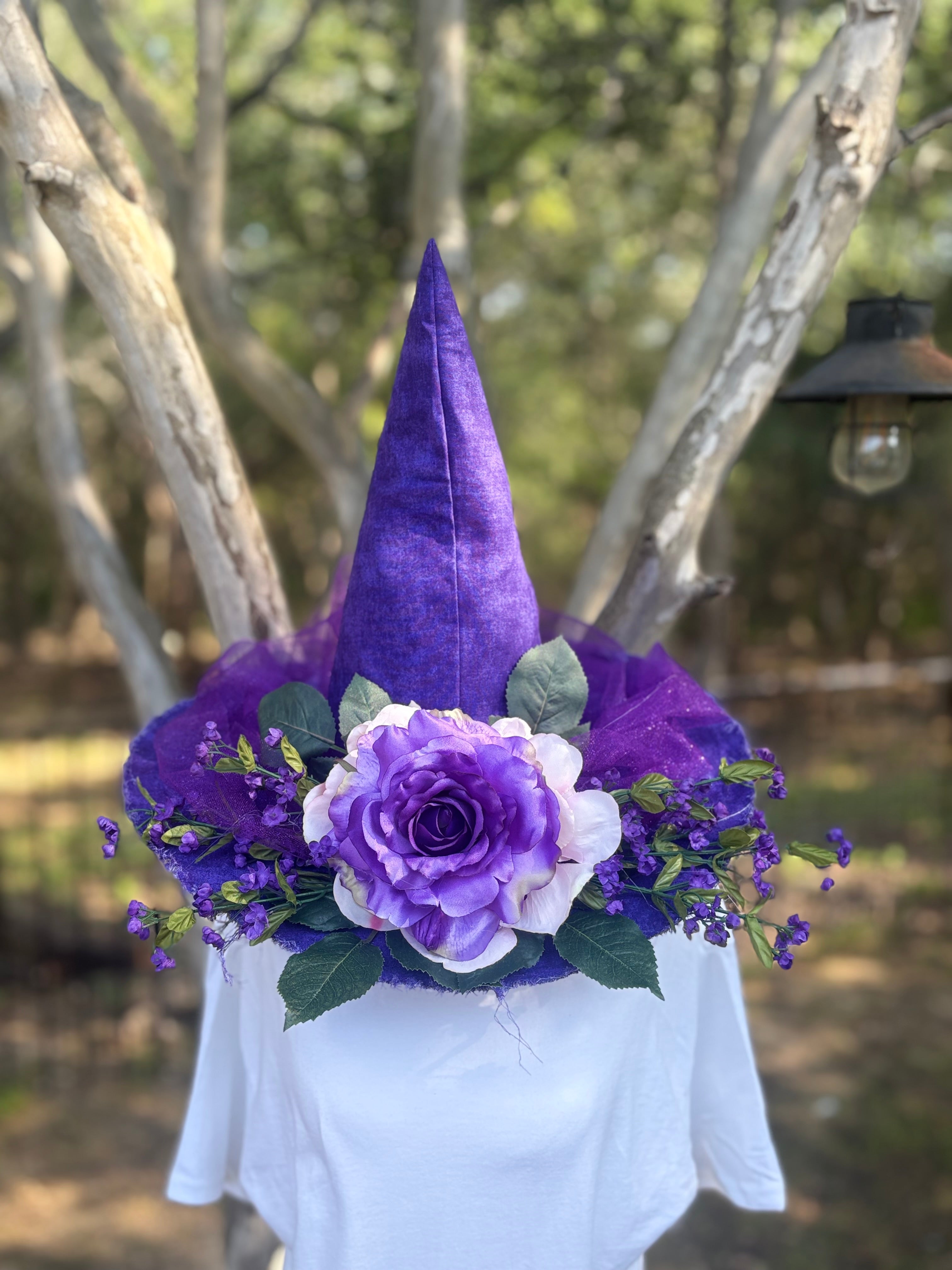 Violetta Moon | Purple Floral Witch Hat – Moonspell Hollow™