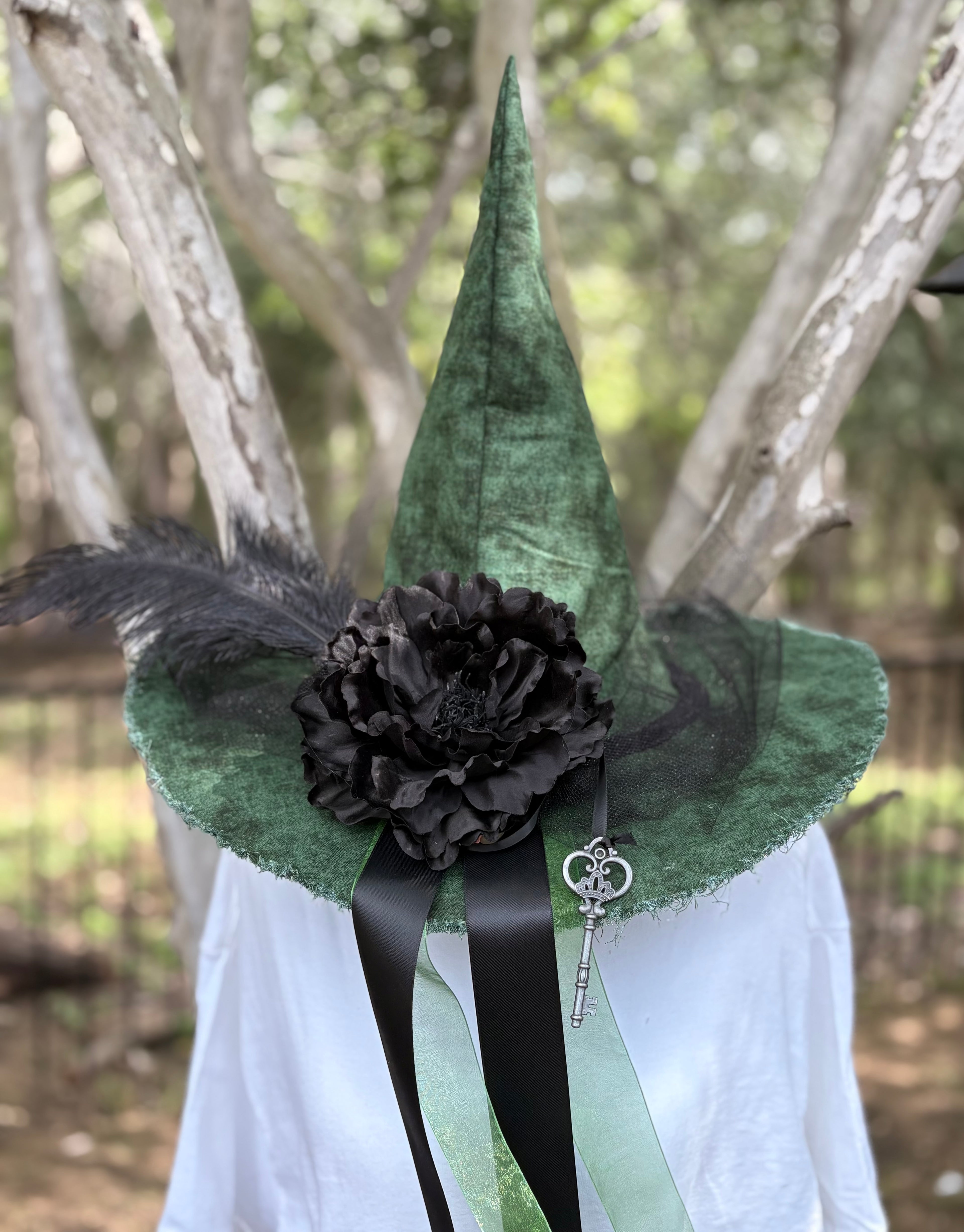 Sylvaine | Green & Black Woodland Witch Hat – Moonspell Hollow™