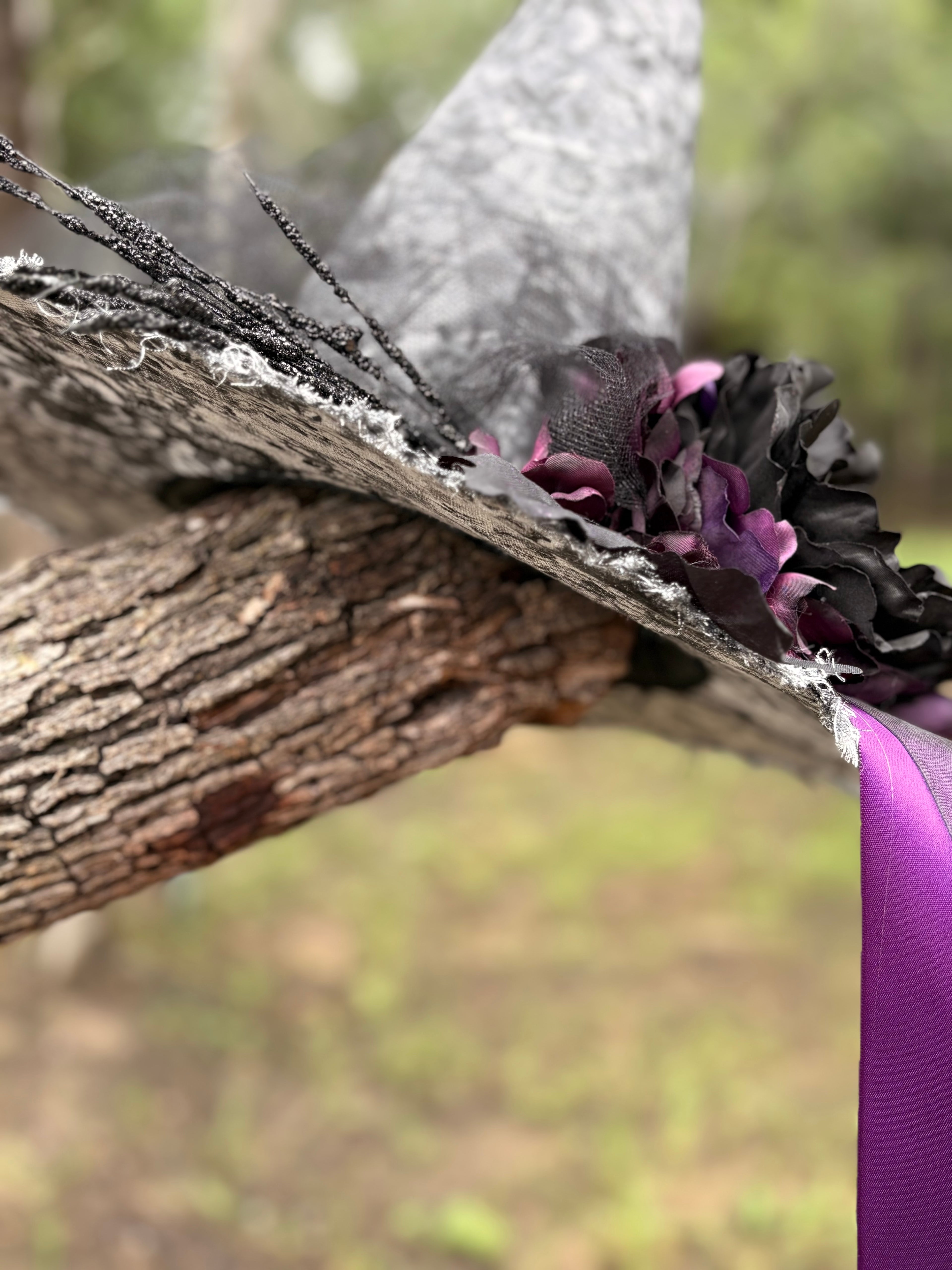 Ophelia Noire | Silver Lace & Plum Witch Hat | Moonspell Hollow™