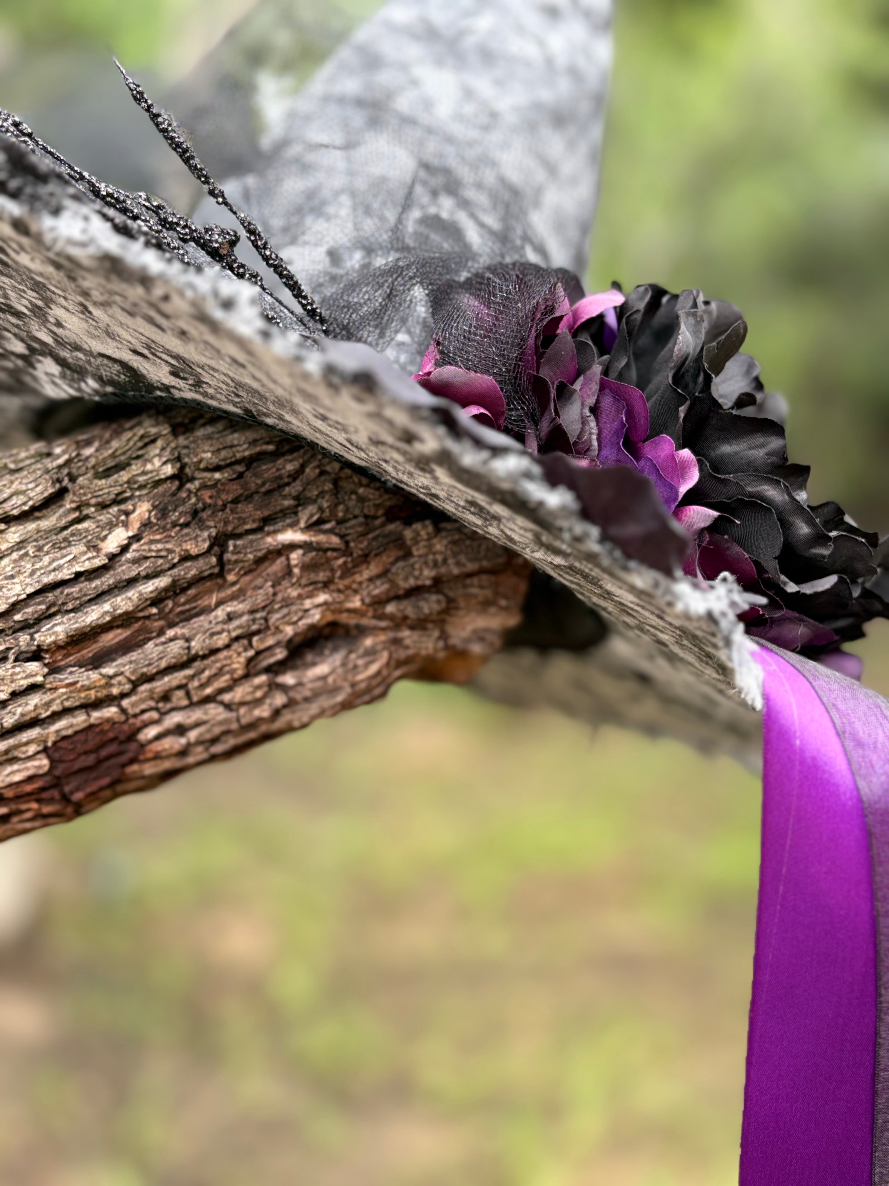 Ophelia Noire | Silver Lace & Plum Witch Hat | Moonspell Hollow™