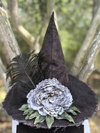 Lady Ashmoor | Black & Silver Witch Hat – Moonspell Hollow™