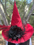Ruby Red | Crimson & Black Witch Hat – Moonspell Hollow™