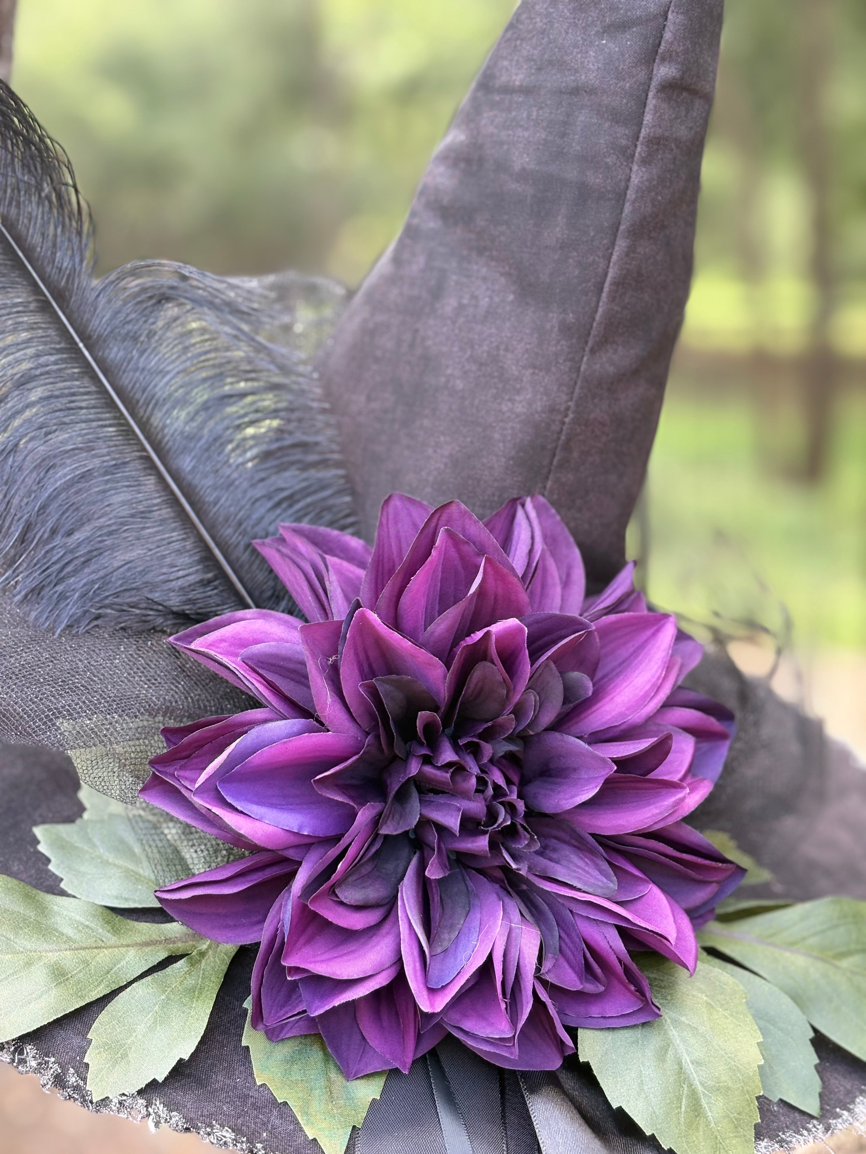 Lady Octavia Dahlwyn | Black & Plum Witch Hat – Moonspell Hollow™